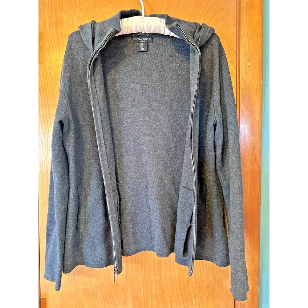 Cynthia Rowley Active Women's Knit Hoodie Sweater Full‎ Zip Long Sleeve Gray M